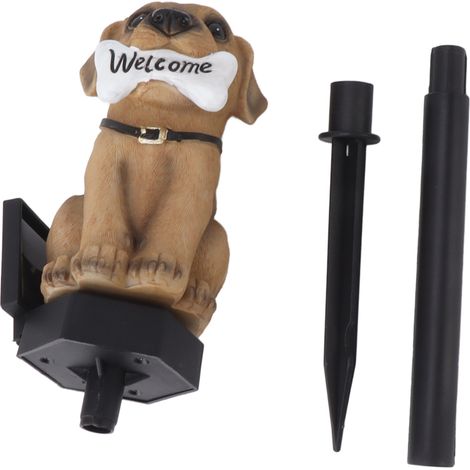 Panneau de bienvenue lumineux solaire en forme de chien, guirlande lumineuse pour pelouse, patio et jardin, éclairage décoratif extérieur (1/5)