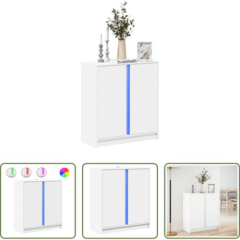 LED-Beleuchtung - LED-Sideboard Weiß 77x34x85 cm Holzwerkstoff (1/5)