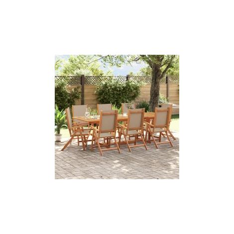 Ensemble à manger de jardin 9pcs bois d'acacia solide textilène