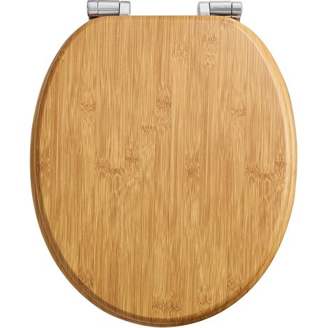 abattant wc bois en forme de O avec mécanisme de fermeture douce et charnières métalliques lisses, abattant toilette wc à fermeture lente en MDF de haute qualité (1/5)