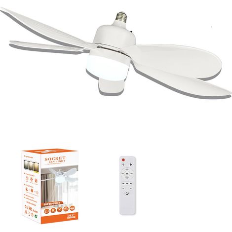 Ventilatore a vite con funzione dimmerabile - Bianco - 52x17 cm - Lampada da soffitto tricolore per camera da letto, soggiorno, cucina, garage - Lampada a ventilatore (1/5)