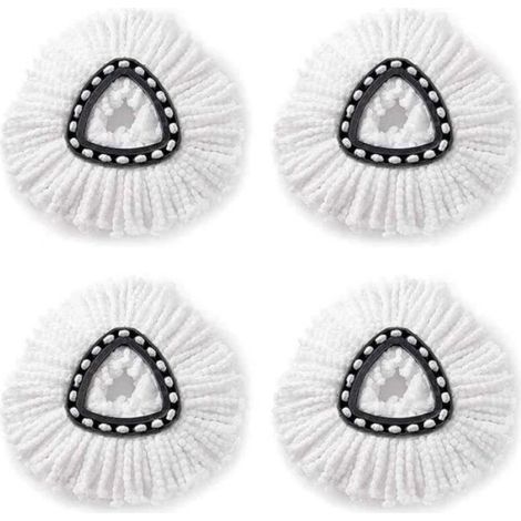 Lot de 4 têtes de serpillère en microfibre de rechange pour balai à franges Vileda/O-cedar Easywring - Blanc .