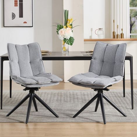 Wahson Dining Chairs Set of 2 Chenille Fabric Thick Padded Swivel Chairs Modern Simple Accent Chiars for Kitchen Living Room, Gray