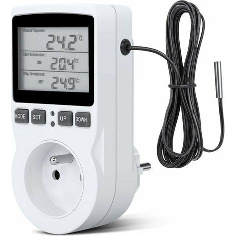 Prise Thermostat, Prise Minuteur Digital, Prise Programmable Digitale avec Sonde, Minuterie Numérique Programmable, Prise Thermostat chauffage pour Serre, Aquarium,TRIMEC (1/5)