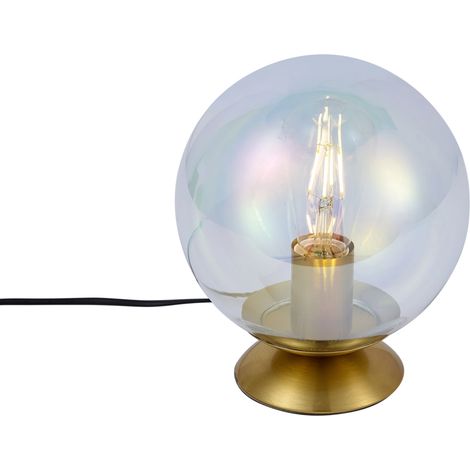 QAZQA Art-Deco-Tischleuchte Messing mit Rauchglas-Regenbogen -