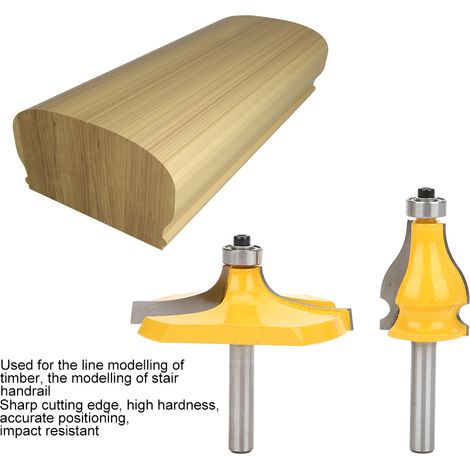 Lot de 2 fraises à défonceuse 8 mm pour rampe et bord de table avec roulement (1/5)