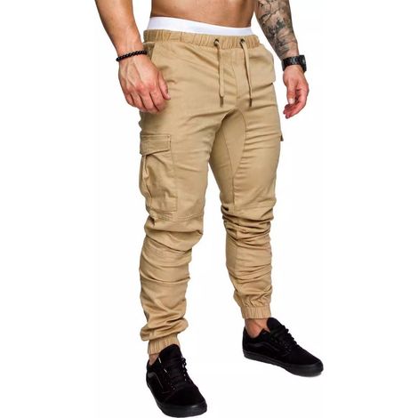 1 pantalon de travail, multipoches, tissé coton mélangé, moulant, décontracté et professionnel pour homme (1/5)