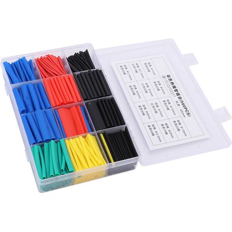 Ensemble de 560 gaines thermorétractables, isolées en nylon, étanches et colorées. (1/5)