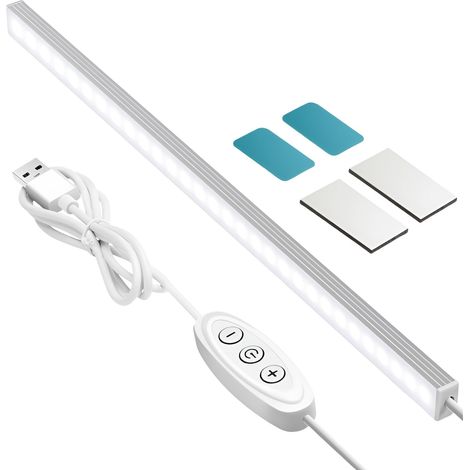 Éclairage sous meuble - Barre LED de 30 cm de long - Éclairage d'armoire LED - Lumière blanche froide 6000 K - Fonctionnement USB - Barre dimmable ultra fine - Convient pour cuisine, bureau (1/5)