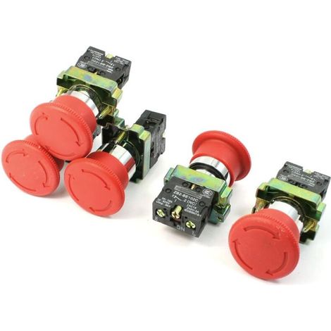 5 pz N/C spst pulsante di arresto di emergenza mobile a scatto 10A 415V