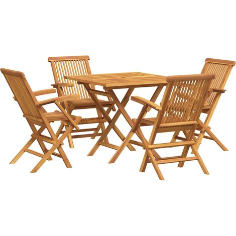 Maison Exclusive - 5-tlg. Garten-Essgruppe Massivholz Teak