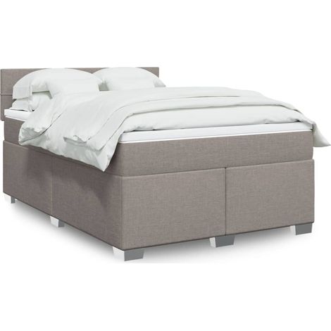 vidaXL Sommier à lattes de lit avec matelas Taupe 160x200 cm Tissu (1/5)