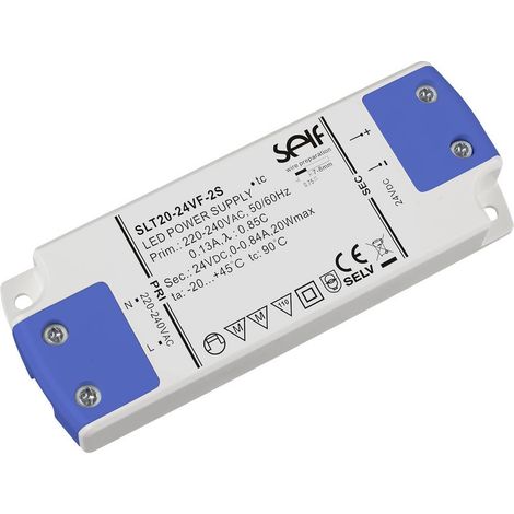 Self Electronics SLT20-24VF-2S Trasformatore per LED Tensione costante 20 W 0.84 A 24 V non dimmerabile 1 pz.