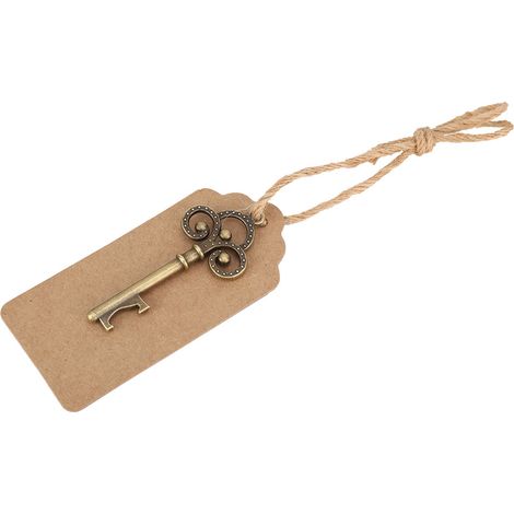 Ouvre-bouteille en forme de clé avec étiquette et ficelle, cadeau idéal pour les invités de mariage (50 pièces). (1/5)