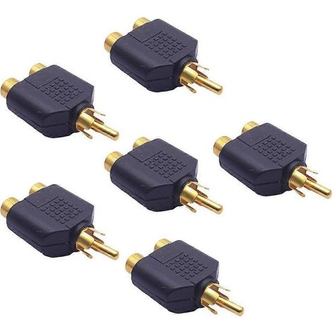 Répartiteur audio/vidéo RCA mâle vers 2 femelles (6 pièces) pour appareils photo et enregistreurs