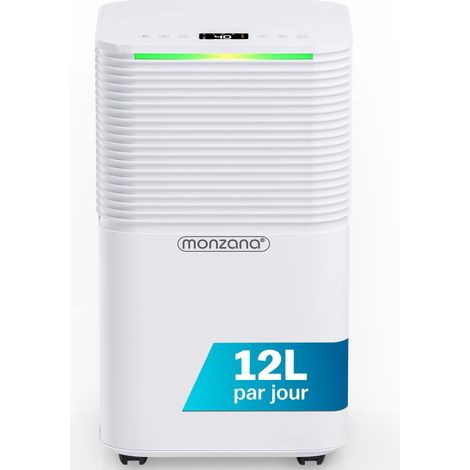 Monzana – Déshumidificateur d’air 15-20m² 12L/jour – Écran LED – Minuterie 24h – Sortie d'air latérale – Compresseur silencieux (1/5)