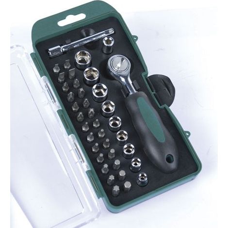 Punta y Llave Vaso, 38 Piezas, Juego - Mannesmann M29891