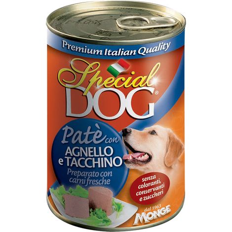PATE' PER CANI 'SPECIAL DOG' agnello e tacchino - gr 400- 24 pezzi  - MONGE