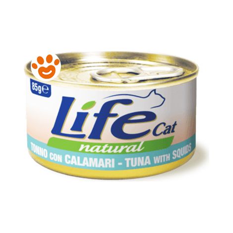 Life Cat Natural Tonno con Calamari - Life Cat Natural Tonno con Calamari - Lattina Da 85 Gr