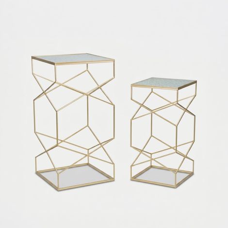 2er-Set quadratische Beistelltische aus Metall und Glas Glassy L (1/5)