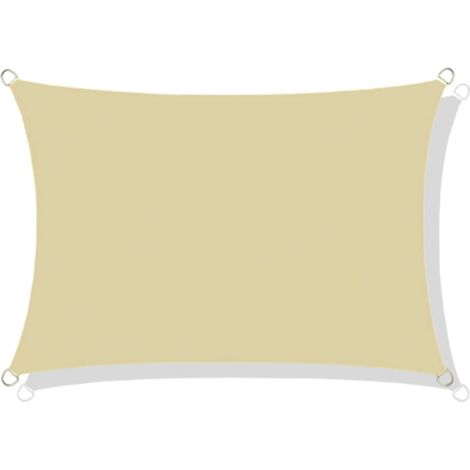 Vela de sombra impermeable de tela codura de 3x2 m, color beige.