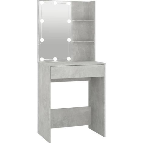 Coiffeuse avec LED Gris béton 60x40x140 cm