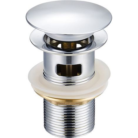Bonde de lavabo-avec trou de trop-plein-Couvercle en acier inoxydable, corps en acier inoxydable, écrou en cuivre, mouvement en cuivre
