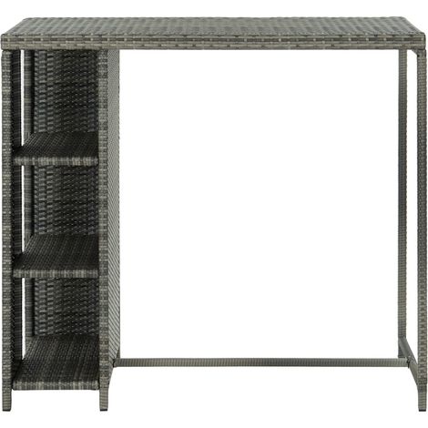 vidaXL Bar Table with Storage Rack Grey 120x60x110 cm Poly Rattan