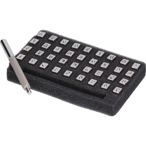 Kit de 37 poinçons alphabet en métal pour estampage, idéal bricolage et projets créatifs maison.