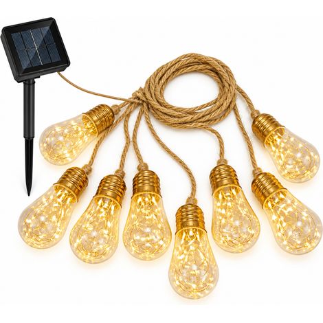 Guirlande Lumineuse Solaire Étanche Extérieur avec 20 Ampoules Edison Multicolores, Corde, 8 Modes Jardin Camping (1/5)