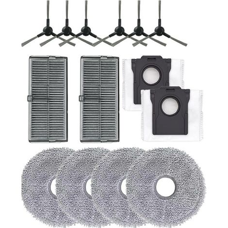 Kit accesorios para robot aspirador Mova E30 Ultra: 6 cepillos laterales, 2 filtros, 4 mopas, 2 bolsas