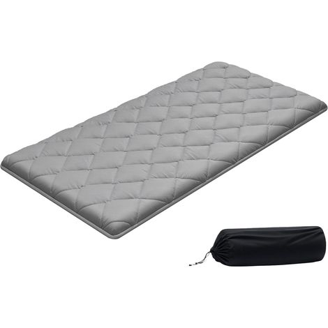 Matelas Futon Taille Jumeau, Matelas de Sol Japonais Pliable, Tatami Doux pour Dormir Yoga Méditation et Relaxation, 203,2x99,1x8,9 cm, 9 Couches, avec Sac de Rangement et Attaches, Gris (1/5)