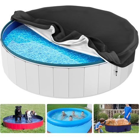 Housse de protection pour piscine ronde 210 x 210 x 30 cm noire en tissu Oxford imperméable anti poussière pour piscine de jardin protection contre les intempéries (1/5)