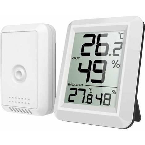 Termometro per interni ed esterni, termometro intelligente con sensore esterno wireless, termometro igrometro digitale con ampio display LCD, interruttore ℃/℉, per ufficio, casa, camera da letto (1/5)