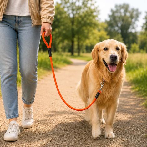 Laisse tubulaire HB DOG Biothane orange 120 cm (1/5)