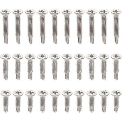 Satz selbstbohrende Blechschrauben, Senkkopfschrauben – 1,60 x 0,42 x 0,42 cm – Silber (1/4)