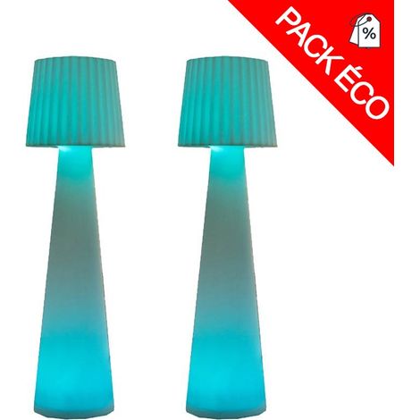 Lumisky – Lot de 2 lampadaires LED multicolores rechargeables – Hauteur 110 cm – Autonomie 12h – IP44 pour intérieur et extérieur