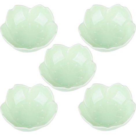 Set di 5 ciotoline in ceramica con decorazione floreale natalizia - Piattini rosa per sushi e antipasti (1/5)