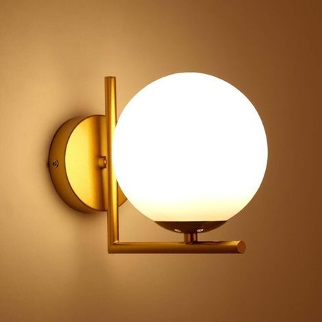 Applique murale moderne dorée, applique d'intérieur avec abat-jour en verre, lampe murale LED, lampe de chevet pour couloir de chambre (type A, doré) (1/4)