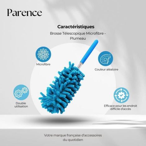 1 Plumeau Microfibre Manche télescopique 25-75cm Tête lavable Antistatique Meubles Ventilateur (1/4)