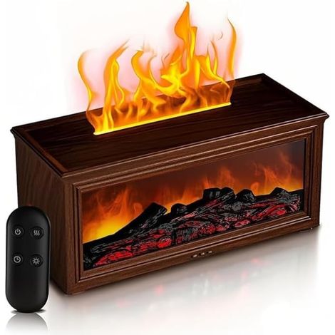 Diffuseur d'huiles Essentielles 280ML, Diffuser Huiles Flamme avec 7 Couleurs Lumières LED, Télécommande, Arrêt Automatique, de Cheminée pour Maison, Chambre, Bureau (1/4)