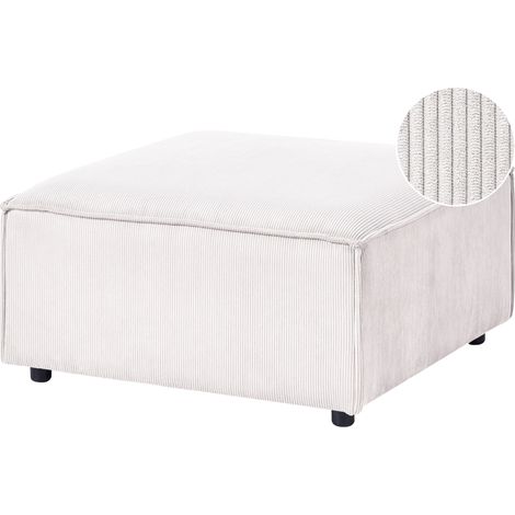Otomana tapizada moderna módulo de sofá reposapiés cuadrado patas negras pana blanco crema Ardal (1/5)