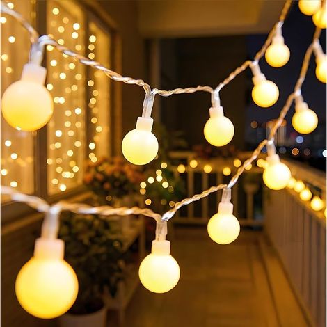 Guirlande lumineuse d'intérieur à piles - 5 m - 40 LED - Avec minuterie - Guirlande lumineuse globe pour l'extérieur et l'intérieur - Pour chambre, jardin, balcon, mariage, fête, camping (1/5)