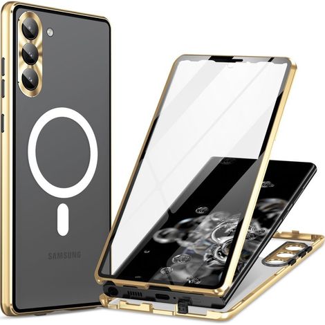 Custodia magnetica a doppio vetro MagSafe per Samsung Galaxy S23, colore oro (1/5)