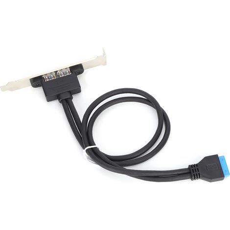 Câble d'extension double USB 3.0, connecteur 19 broches vers 2 ports femelle A, support de panneau arrière noir