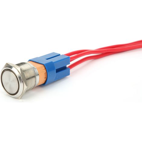 22-mm-Drucktaster, 250 V, 20 A, flacher Metallknopf mit 4-poliger Buchse, selbstrückstellend (1/5)