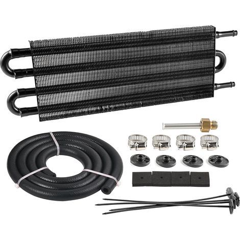 Applicable 5/16" Transmission Oil Cooler, 4 Pass Tube and Fin Cooler Kit Universal Aluminium Black… (1/5)