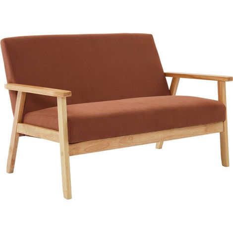 Banquette canapé 2 places en bois et tissu velours côtelé. Isak. L 114 x P 69.5 x H 73cm Velours côtelé Marron (1/5)