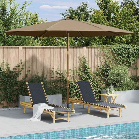 vidaXL Sombrilla de jardín con palo de madera 350 cm gris topo (1/5)
