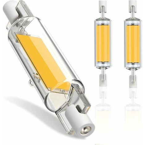 Ampoule LED R7S 78mm Dimmable, 10W Ampoules LED R7S COB, R7S LED 78mm Haute Lumière Blanc Chaud 3200K, Lampe LED R7S 600LM, Faisceau Faisceau à 360°, AC 220240V, Lot de 2, (1/5)